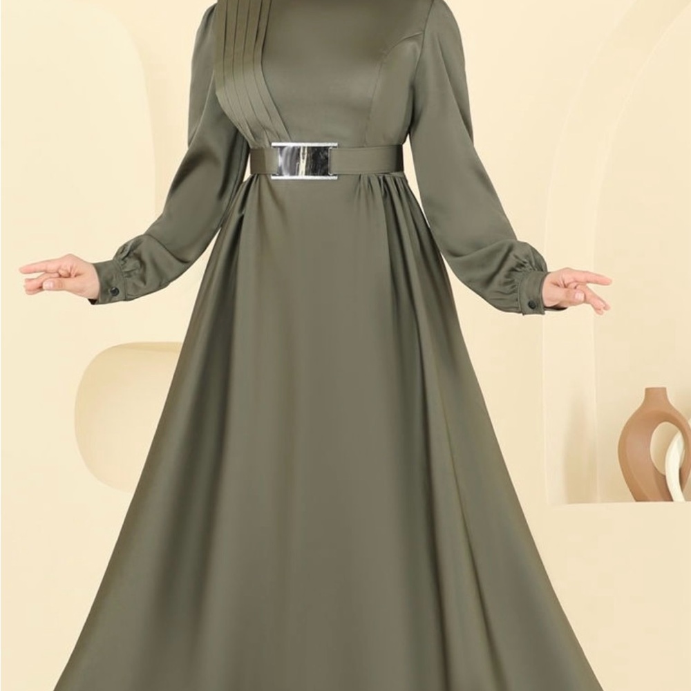 Elegant Olive Green Maxi Dress from turkey
